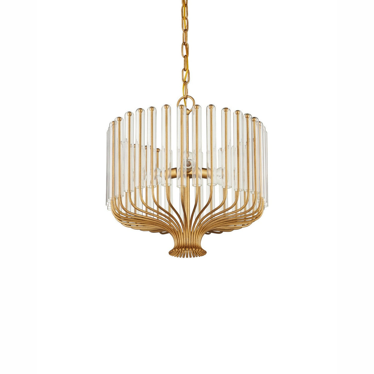 Currey and Company - 9000-1484 - Three Light Chandelier - Faraday - Brushed Brass / Clear