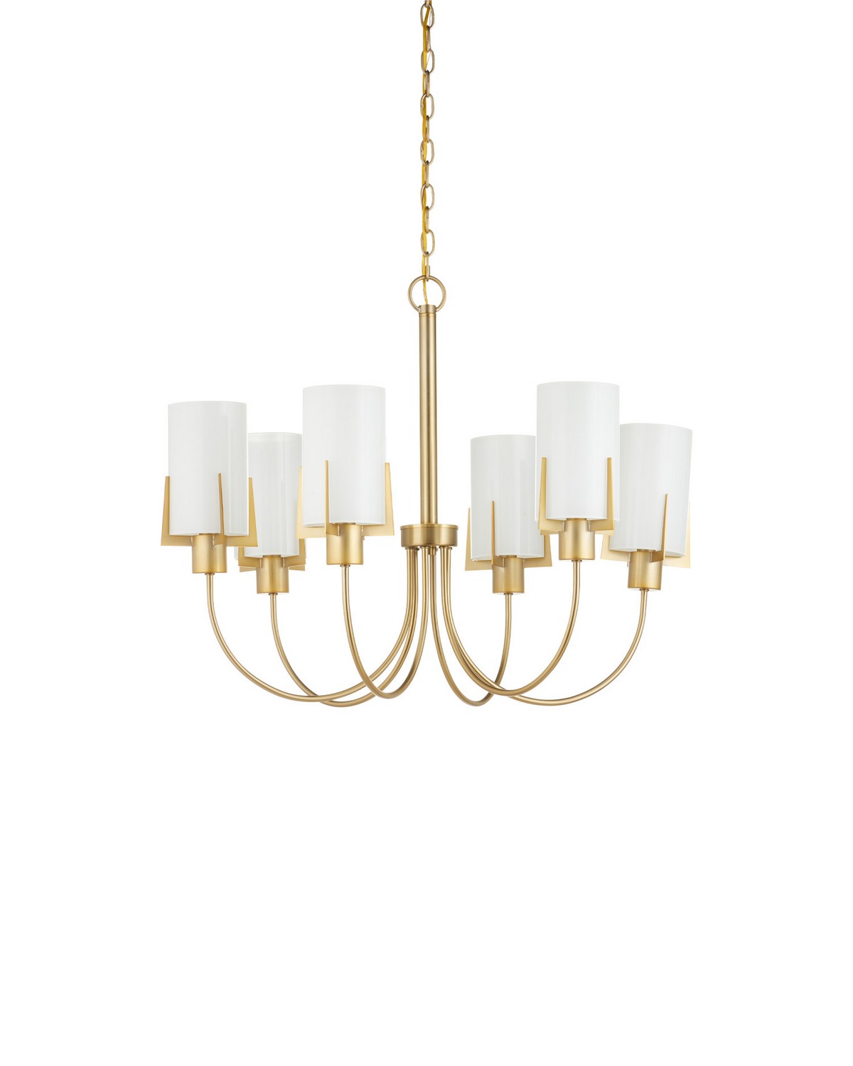 Currey and Company - 9000-1491 - Six Light Chandelier - Macklin - Brass / White
