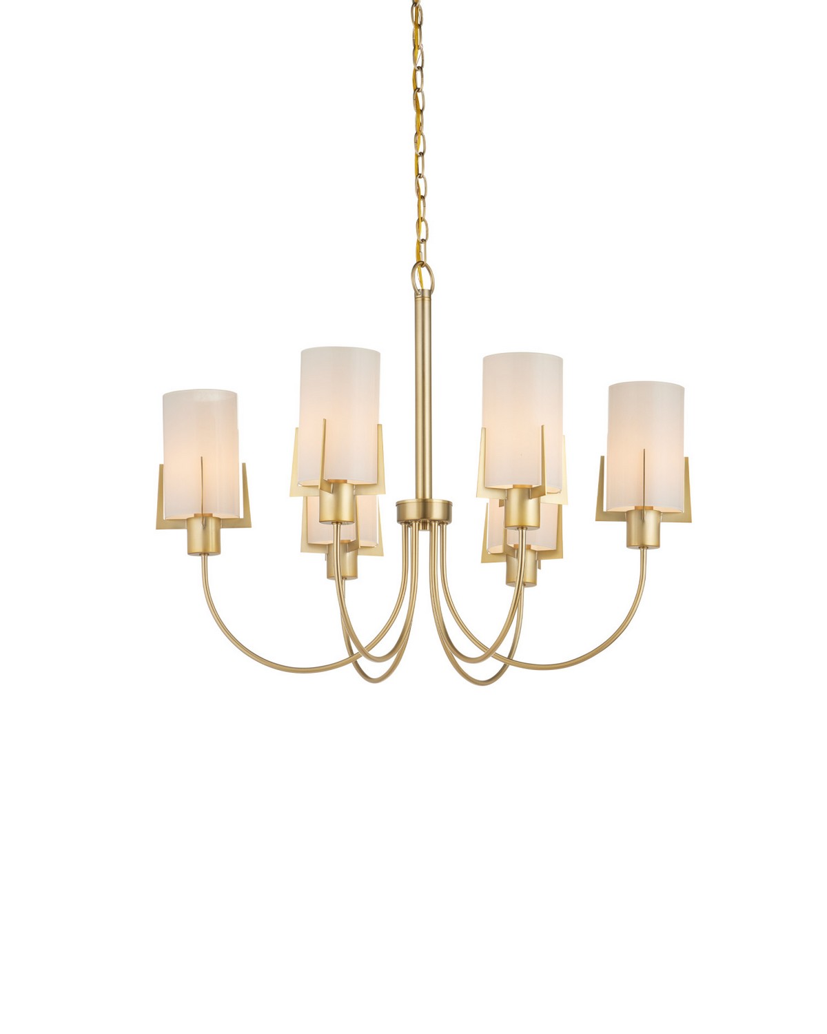 Currey and Company - 9000-1491 - Six Light Chandelier - Macklin - Brass / White