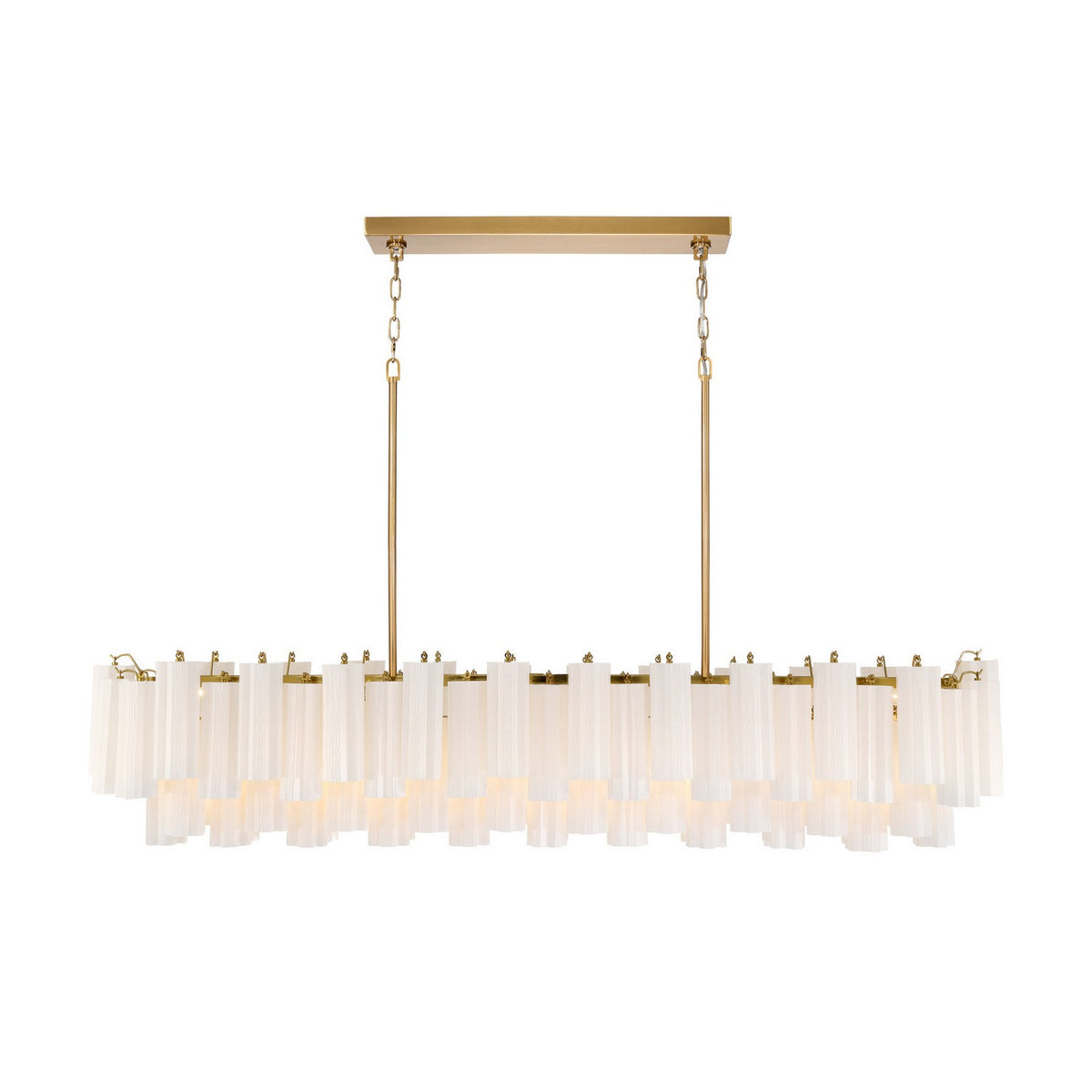 Crystorama - ADD-337-AG-WH - 16 Light Linear Chandelier - Addis - Aged Brass