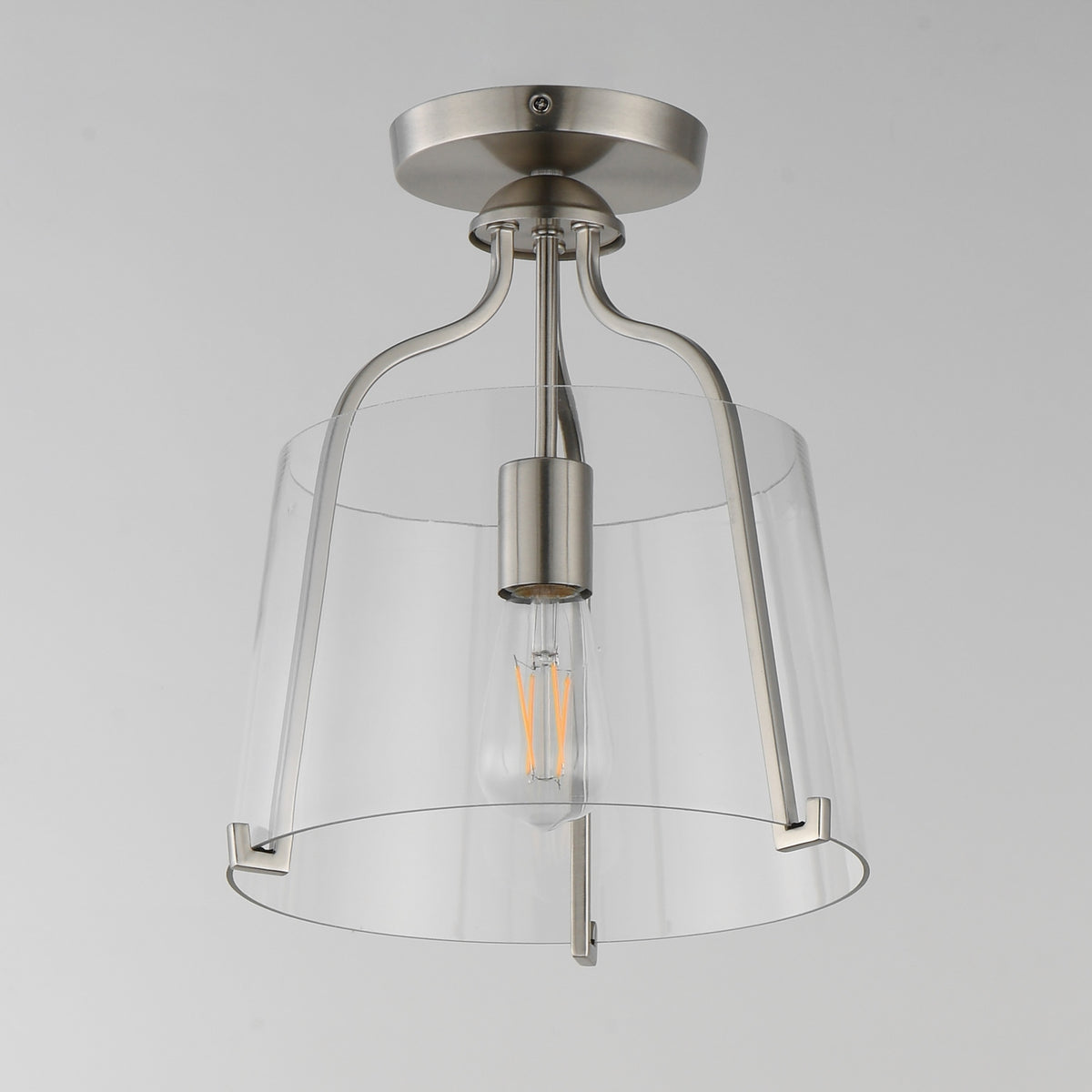 Maxim - 5681CLSN - One Light Semi-Flush Mount - Bellmore - Satin Nickel