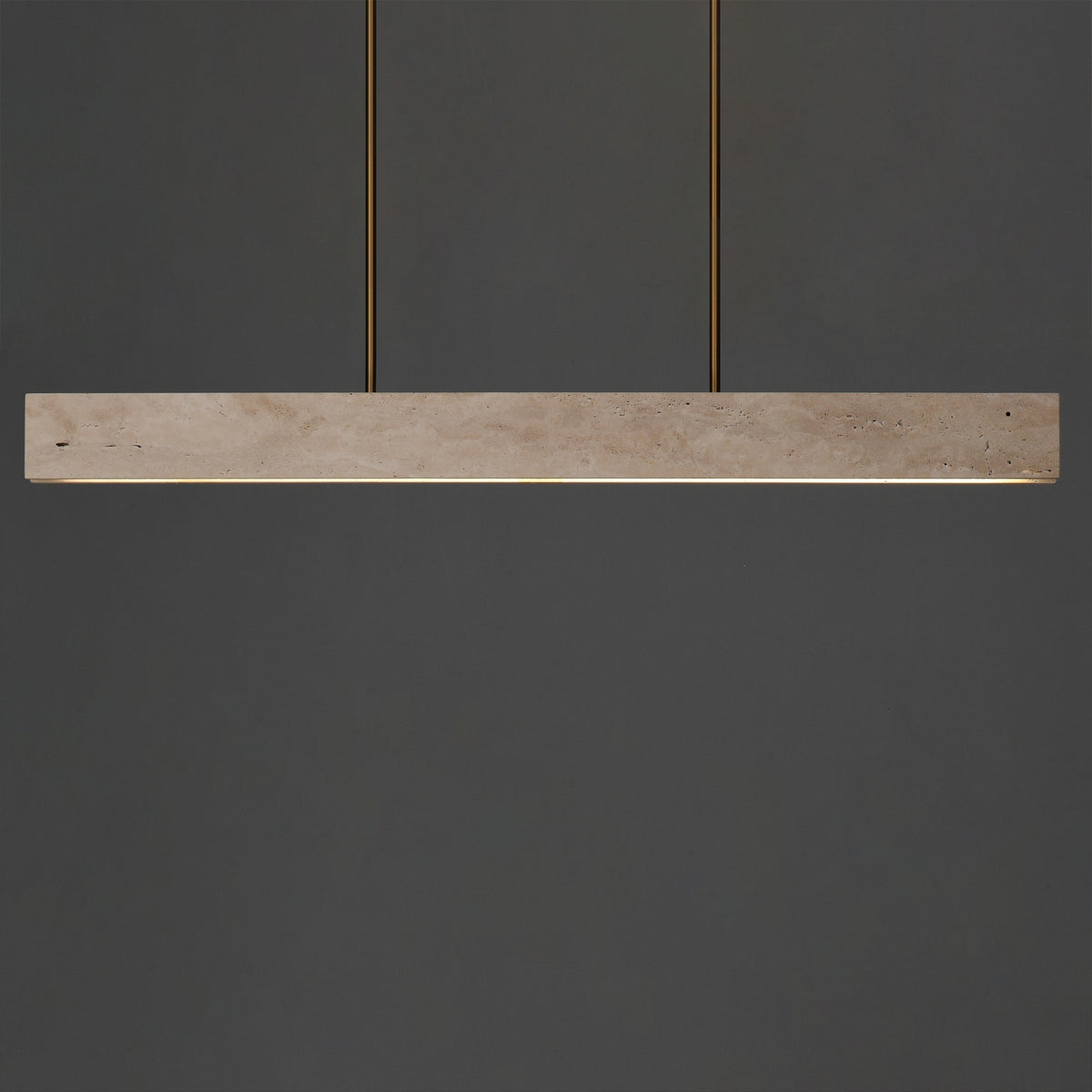 ET2 - E26266-TVNAB - LED Linear Pendant - Lintel - Travertine / Natural Aged Brass