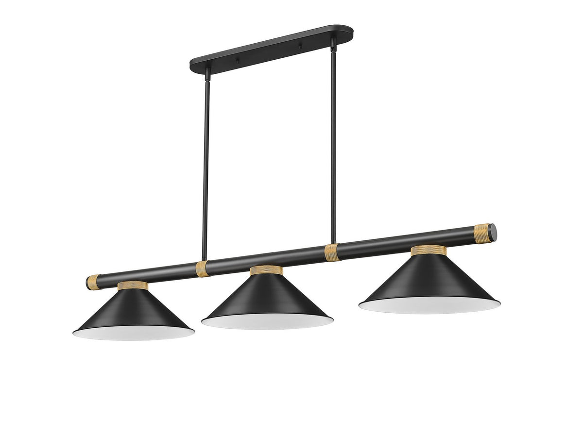 Z-Lite - 3050-3MB-RB-MB15 - Three Light Billiard - Vanguard - Matte Black + Rubbed Brass