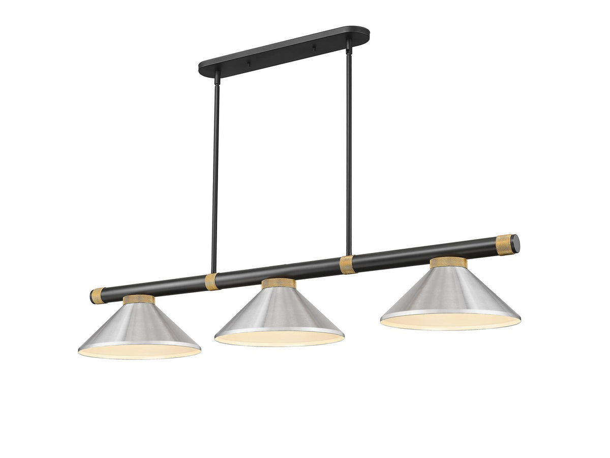 Z-Lite - 3050-3MB-RB-MBN - Three Light Billiard - Vanguard - Matte Black + Rubbed Brass
