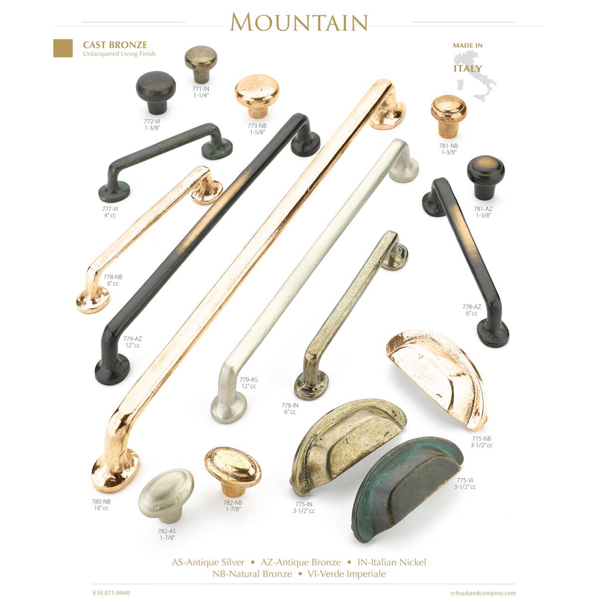 Schaub and Company - 771-NB - Mountain 1-1/4" Rustic Aged Round Solid Bronze Cabinet Knob - Made in Italy in Natural Bronze