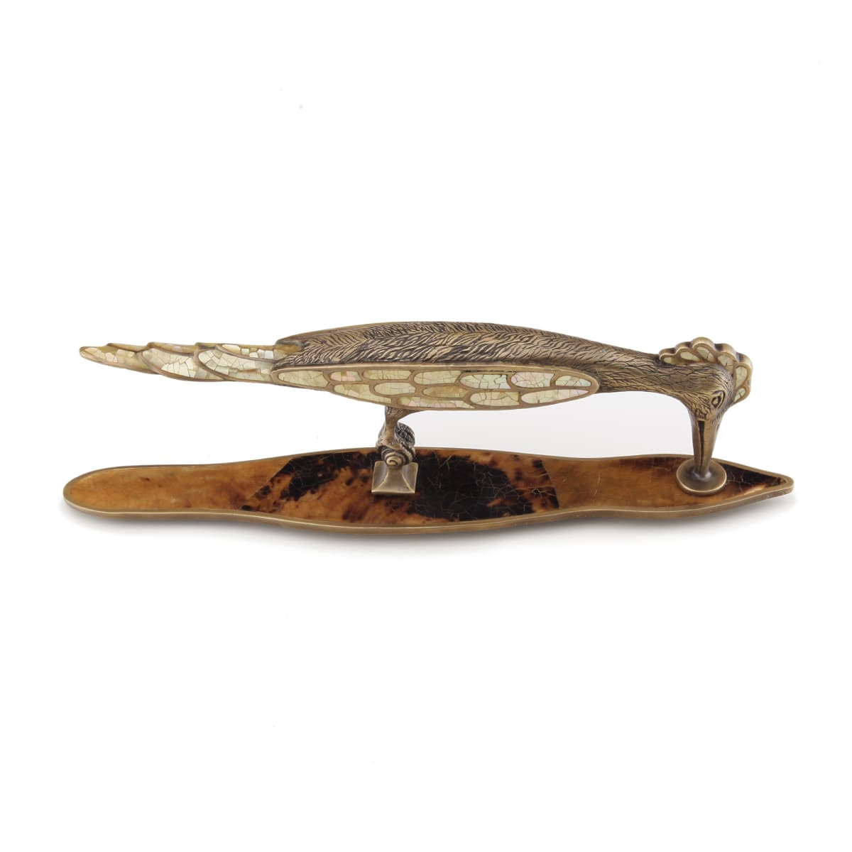 Nature 3-5/8" Center to Center Solid Brass Designer Woodpecker Bird Cabinet Pull Cabinet Handle with Shell Inlays