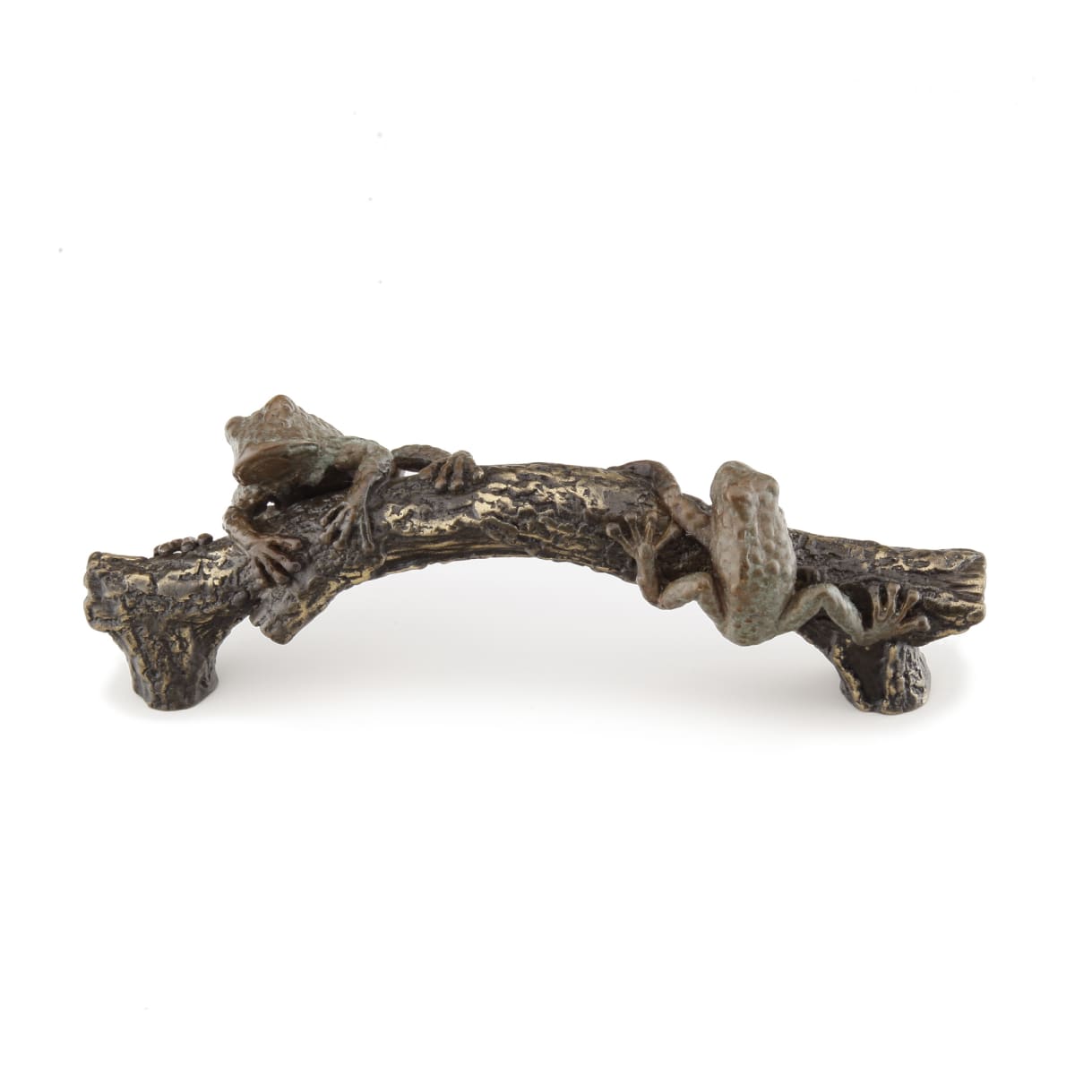 Schaub and Company - 895-PBZ-HBZ - Nature 5-1/2" Center to Center Solid Brass Designer Frog Branch Twig Cabinet Pull Drawer Pull Handle in Pompeian Bronze / Highlighted Bronze