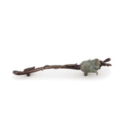 Nature 3-3/4" Center to Center Solid Brass Rustic Floral Long Stem Rose Cabinet Pull Drawer Pull - "Bee on a Rose"