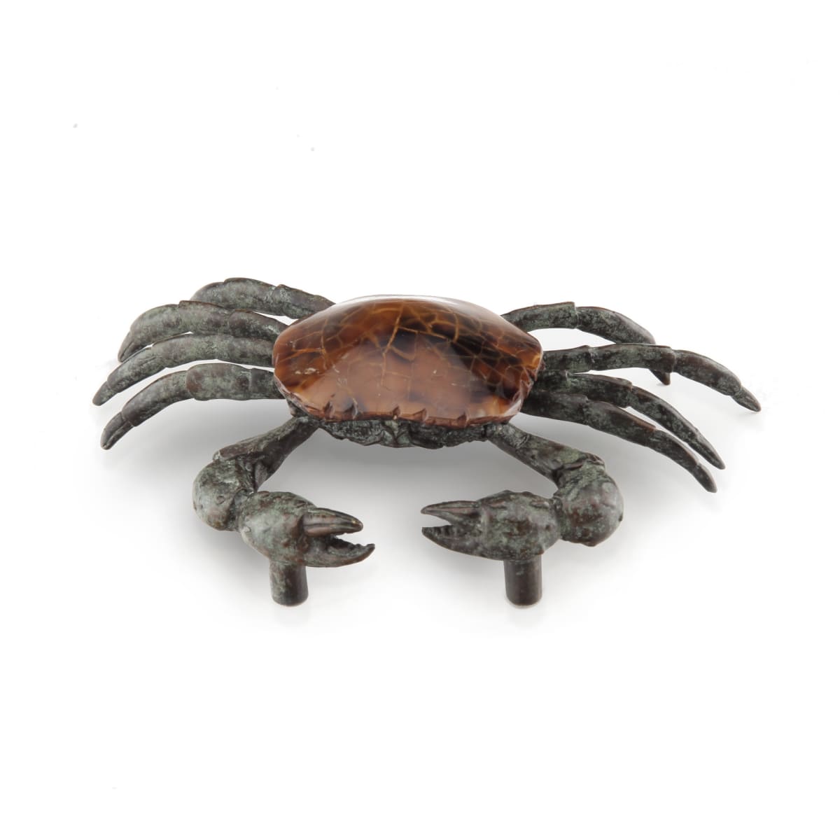 Neptune 1-5/8" Center to Center Coastal Ocean Nautical Crab Solid Brass Cabinet Pull Drawer pull with Shell Inlay
