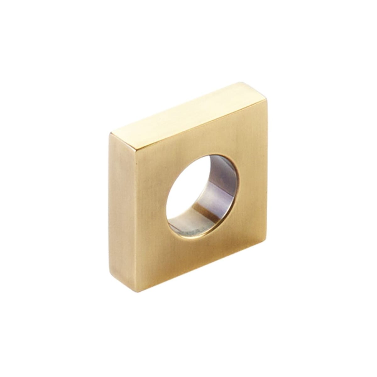 Cafe Modern Square 1" Open Ring Slot Cabinet Knob / Drawer Knob - Solid Brass