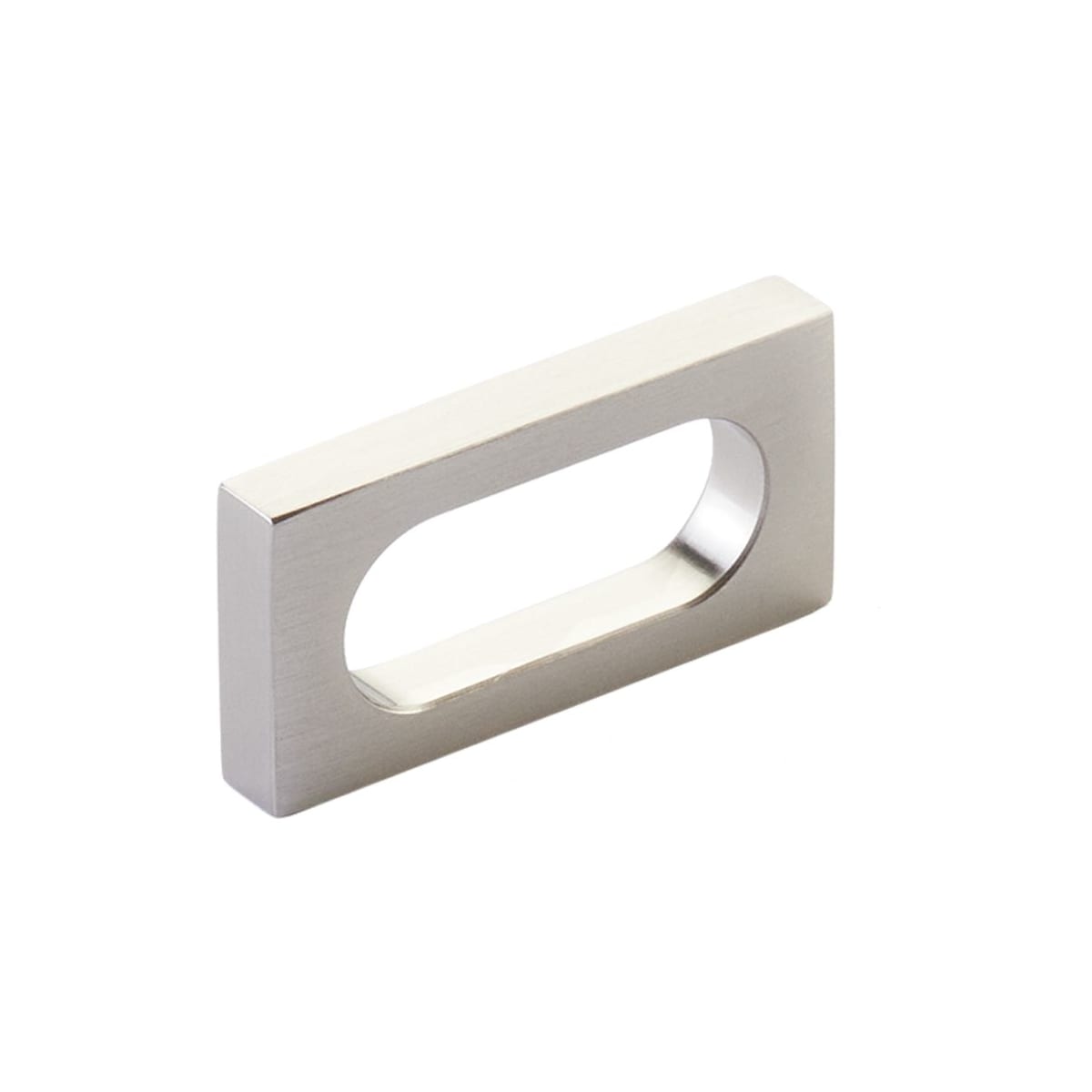 Cafe Modern 2" Center to Center Rectangular Oval Slot Cabinet Handle / Drawer Pull - Solid Brass
