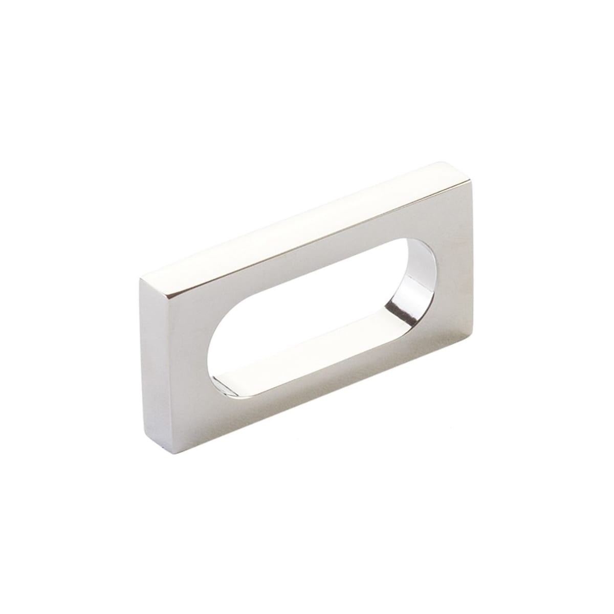 Cafe Modern 2" Center to Center Rectangular Oval Slot Cabinet Handle / Drawer Pull - Solid Brass