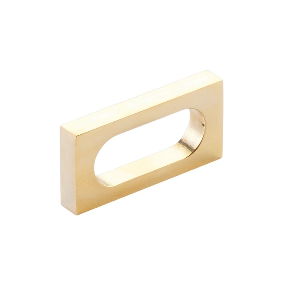 Cafe Modern 2" Center to Center Rectangular Oval Slot Cabinet Handle / Drawer Pull - Solid Brass