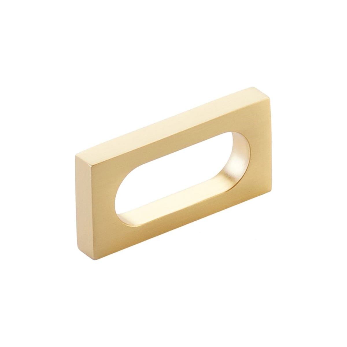 Cafe Modern 2" Center to Center Rectangular Oval Slot Cabinet Handle / Drawer Pull - Solid Brass