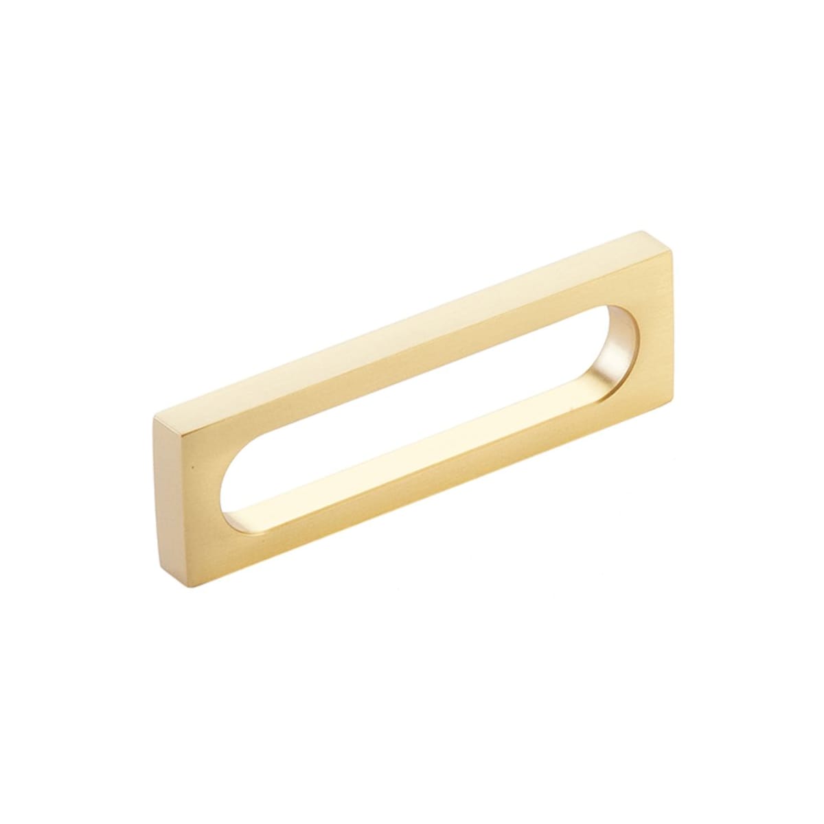 Cafe Modern 3-1/2" Center to Center Rectangular Pill Cabinet Handle / Drawer Pull - Solid Brass