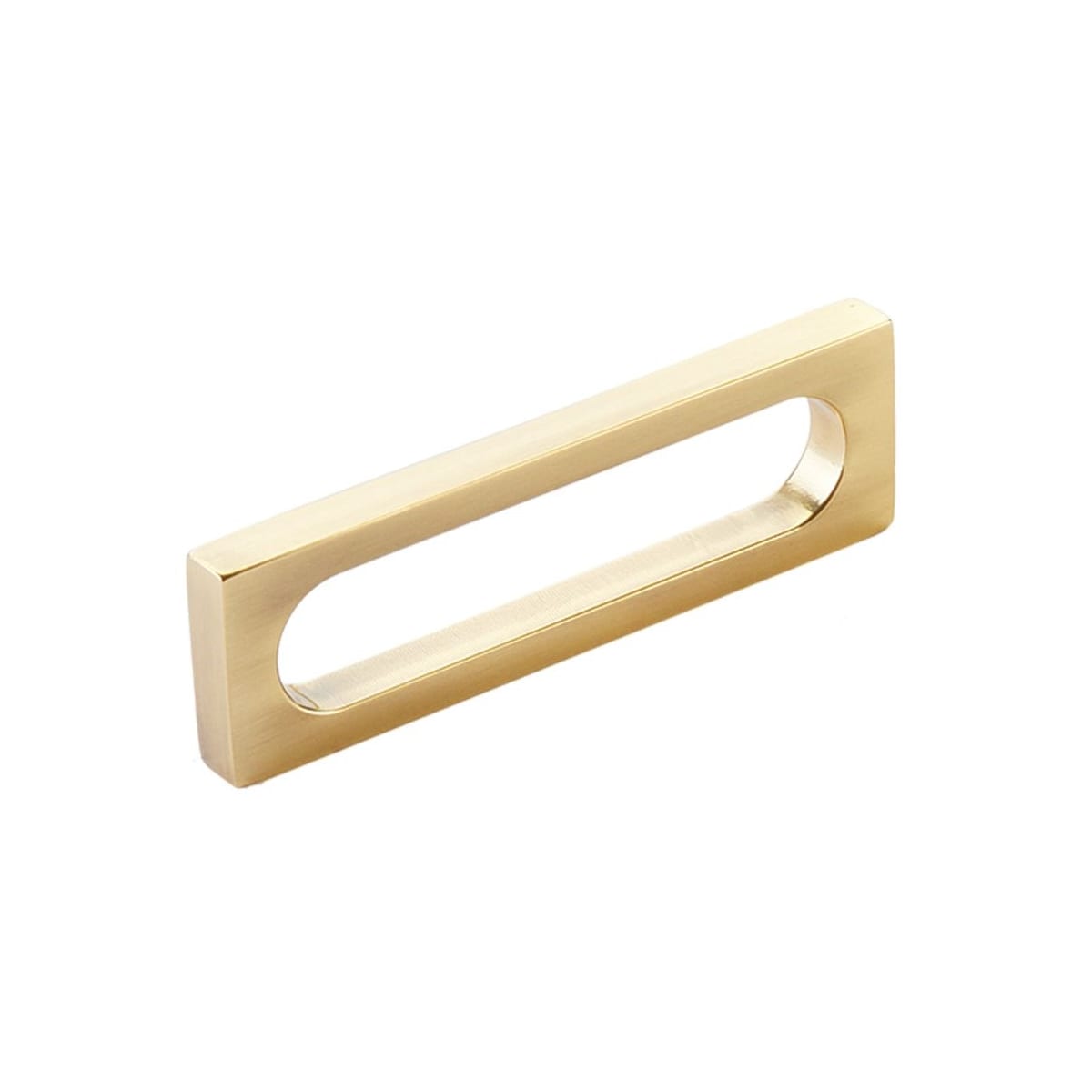 Cafe Modern 3-1/2" Center to Center Rectangular Pill Cabinet Handle / Drawer Pull - Solid Brass