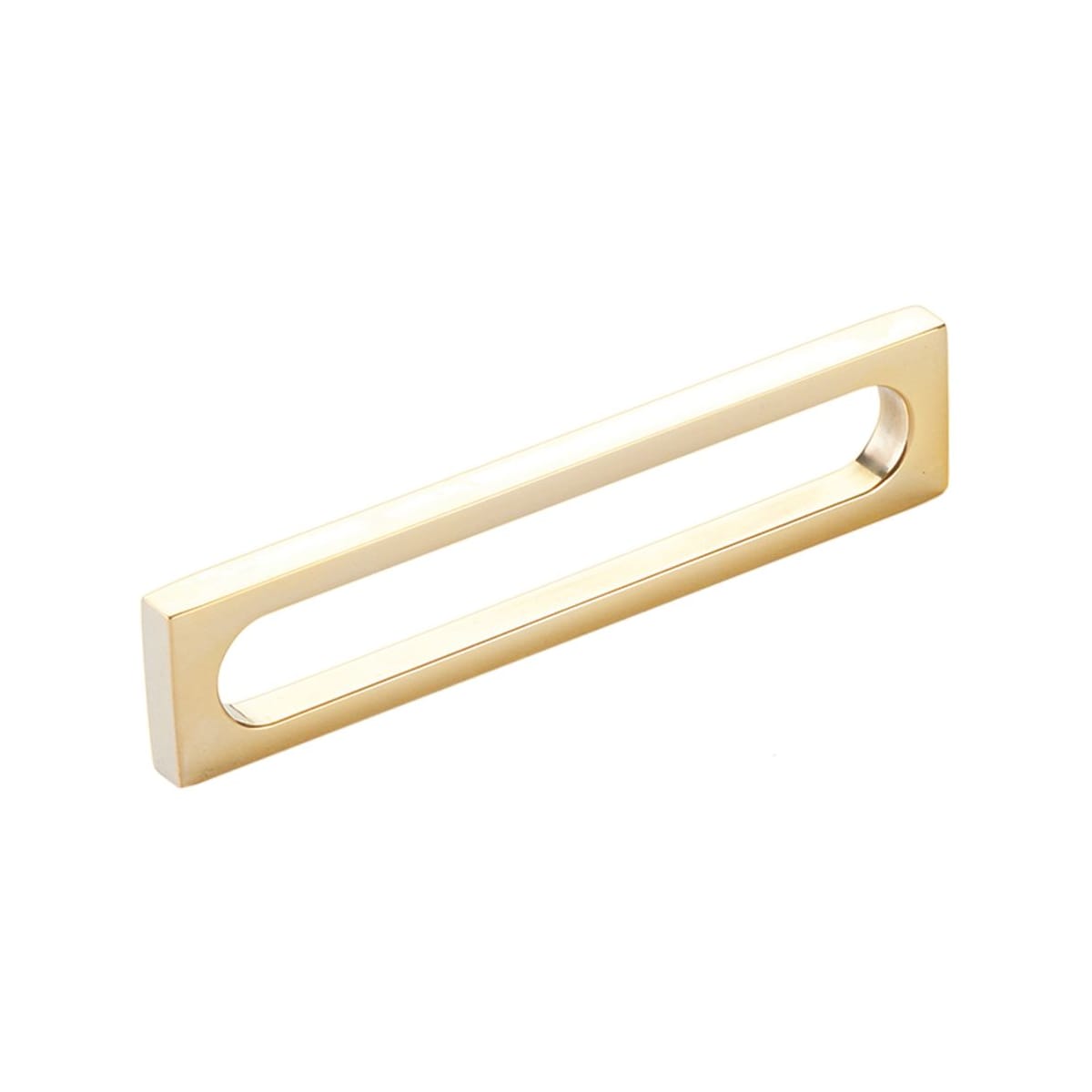 Cafe Modern 5" Center to Center Rectangular Hollow Oval Pill Cabinet Handle / Drawer Pull - Solid Brass
