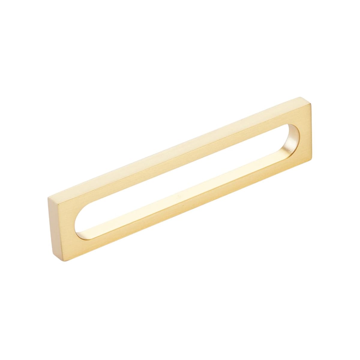 Cafe Modern 5" Center to Center Rectangular Hollow Oval Pill Cabinet Handle / Drawer Pull - Solid Brass