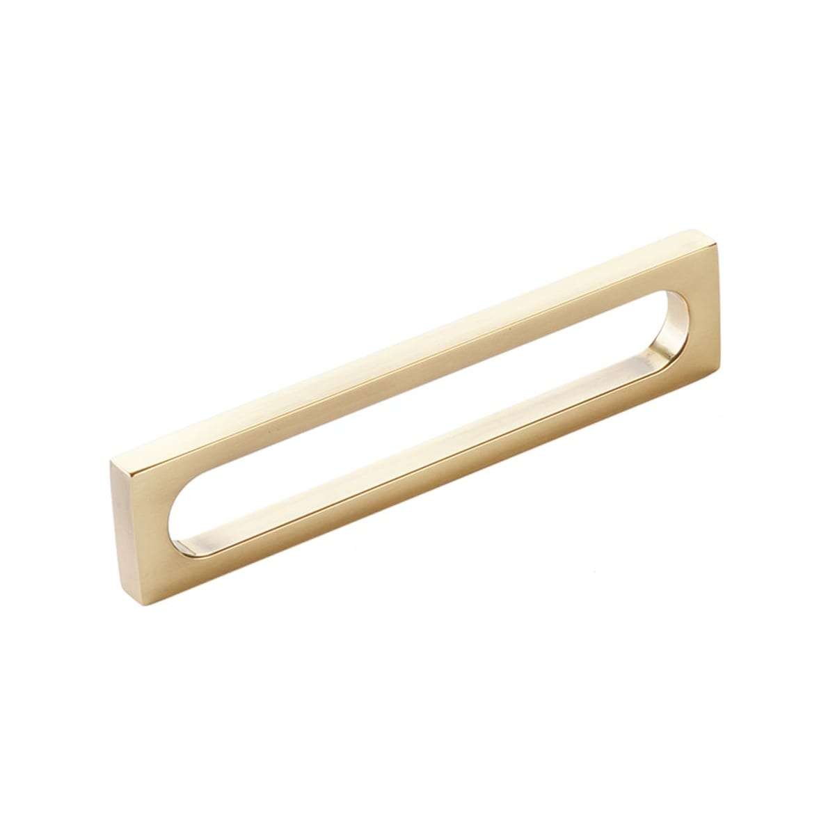 Cafe Modern 5" Center to Center Rectangular Hollow Oval Pill Cabinet Handle / Drawer Pull - Solid Brass