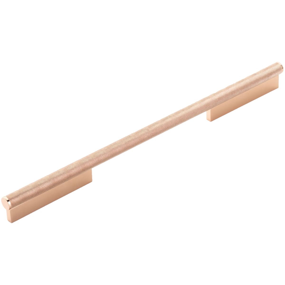 Schaub and Company - 1204-PRG - MODO 12" Center to Center Euro Modern Diamond Knurled Bar Large Oversized 16-7/8" Cabinet Handle / Drawer Pull in Polished Rose Gold