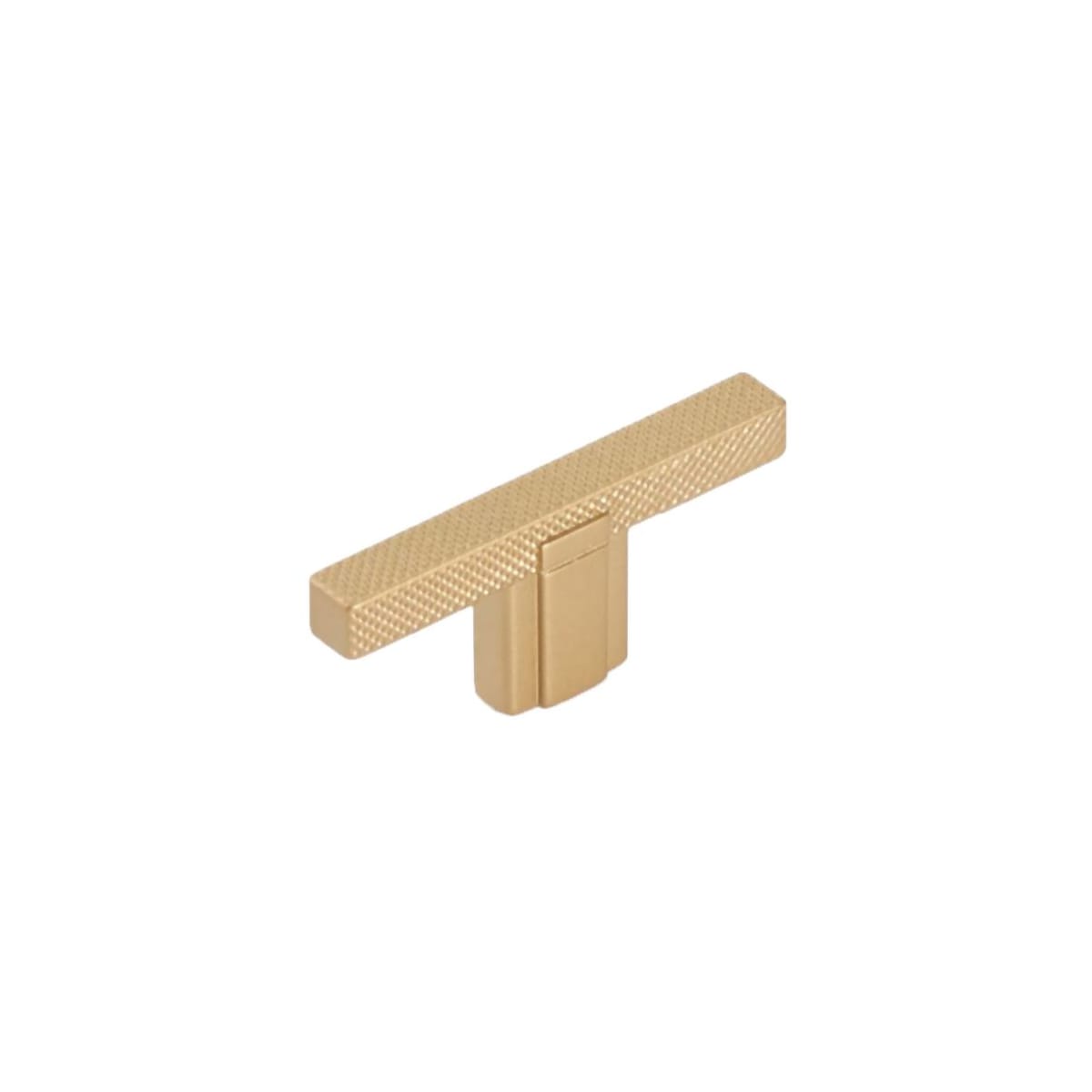 Schaub and Company - 20010-SSB - Quadrato 2-1/2" "T" Bar Industrial Modern Diamond Knurled Squared Cabinet Knob - Made in Italy in Signature Satin Brass