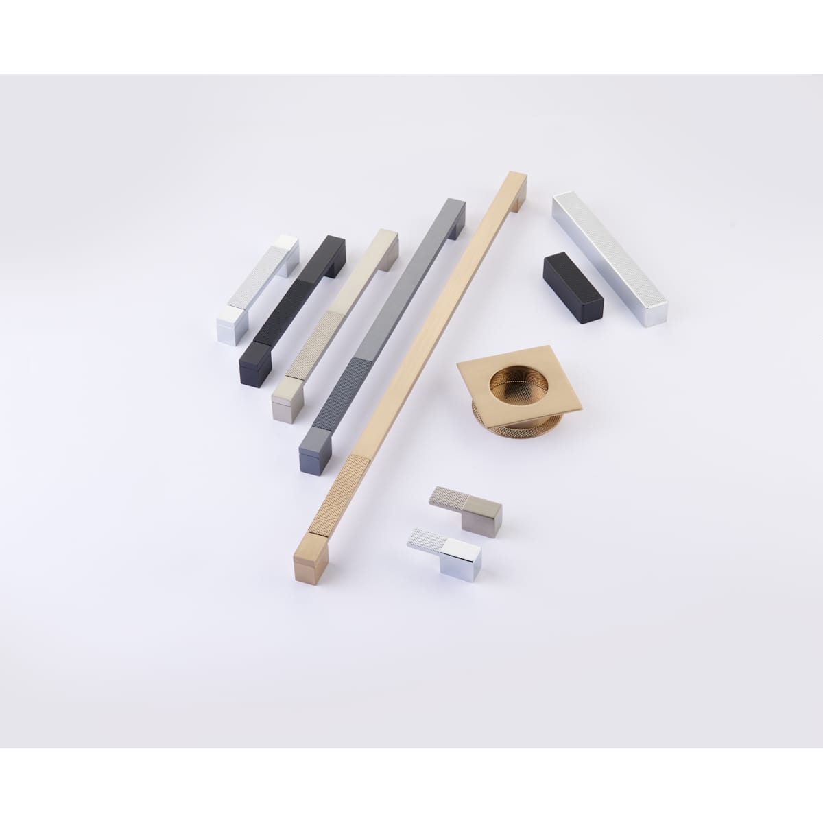 Schaub and Company - 211006-BN - Urbano 5/8" Center to Center Urban Modern Split Texture Diamond Knurled Finger Cabinet Pull / Finger Drawer Knob in Brushed Nickel