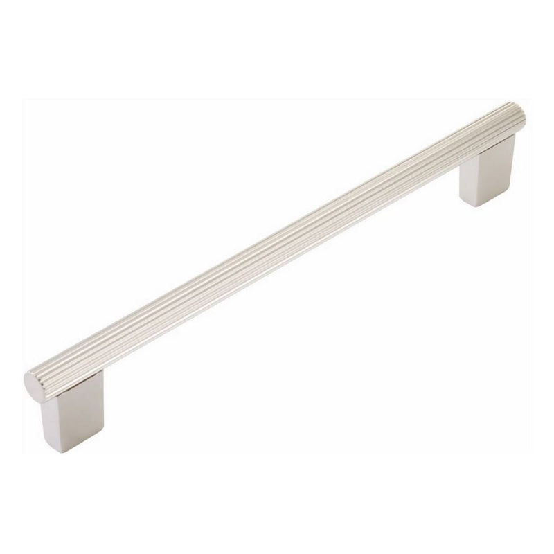 Schaub and Company - 211045-BN - Aspero 8" Center to Center Modern Ridged Round Cabinet Bar Handle / Drawer Bar Pull in Brushed Nickel
