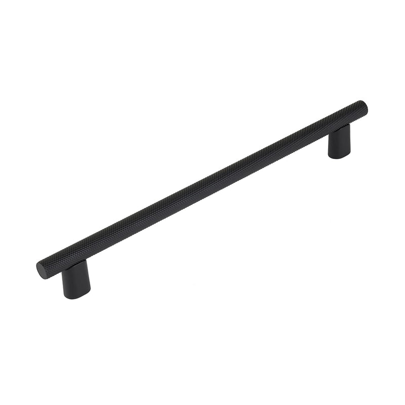 Schaub and Company - 211095-MB - Monza 8" Center to Center Modern Industrial Diamond Knurled Cabinet Handle / Drawer Pull - Made in Italy in Matte Black