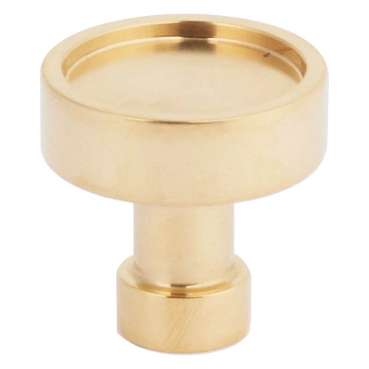 NOHO 1-1/4 Inch Flat Round Modern Solid Brass Cabinet / Drawer Knob