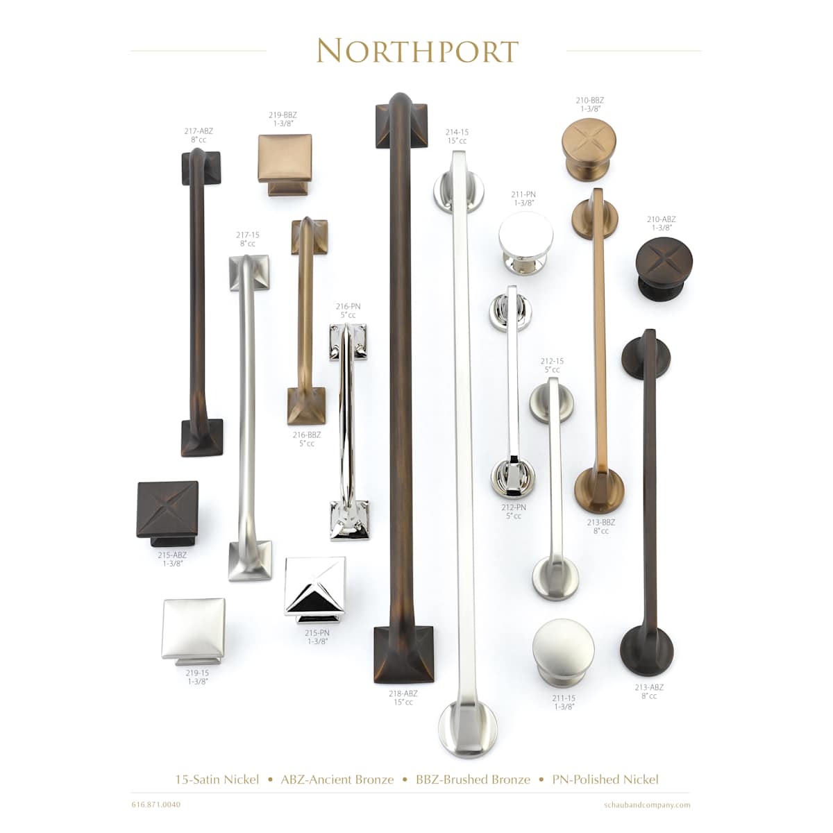 Schaub and Company - 218-ABZ - Northport 15" Center to Center Nautical Style Appliance Pull / Handle with Square Footplates in Ancient Bronze