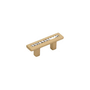 Schaub and Company - 301-SSB - SkyeVale 1-1/4" Center to Center Luxury Glam Cabinet Bar Handle with Accent Crystals - Made in Italy in Signature Satin Brass