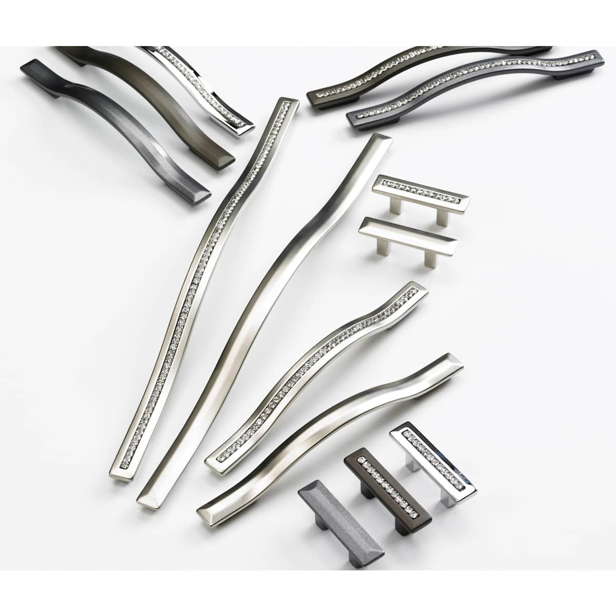 Schaub and Company - 303-SSB - Skyevale 12-5/8" Center to Center Luxury Designer Appliance Handle Pull with Crystal Accents - Made in Italy in Signature Satin Brass