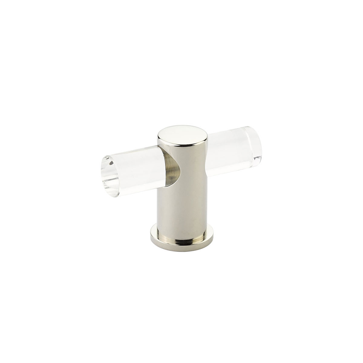 Schaub and Company - 401-PN - Lumiere 2" Euro Modern Acrylic Adjustable "T" Bar Luxury Solid Brass Cabinet / Drawer Knob in Polished Nickel