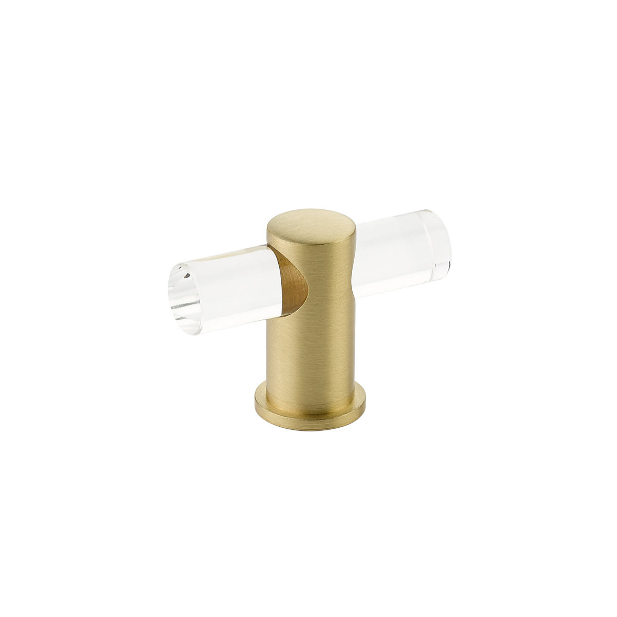Lumiere 2" Euro Modern Acrylic Adjustable "T" Bar Luxury Solid Brass Cabinet / Drawer Knob