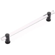 Schaub and Company - 402-MB - Lumiere 12" Center to Center Euro Modern Acrylic Bar Luxury 15" Appliance Handle with Solid Brass Mounts in Matte Black