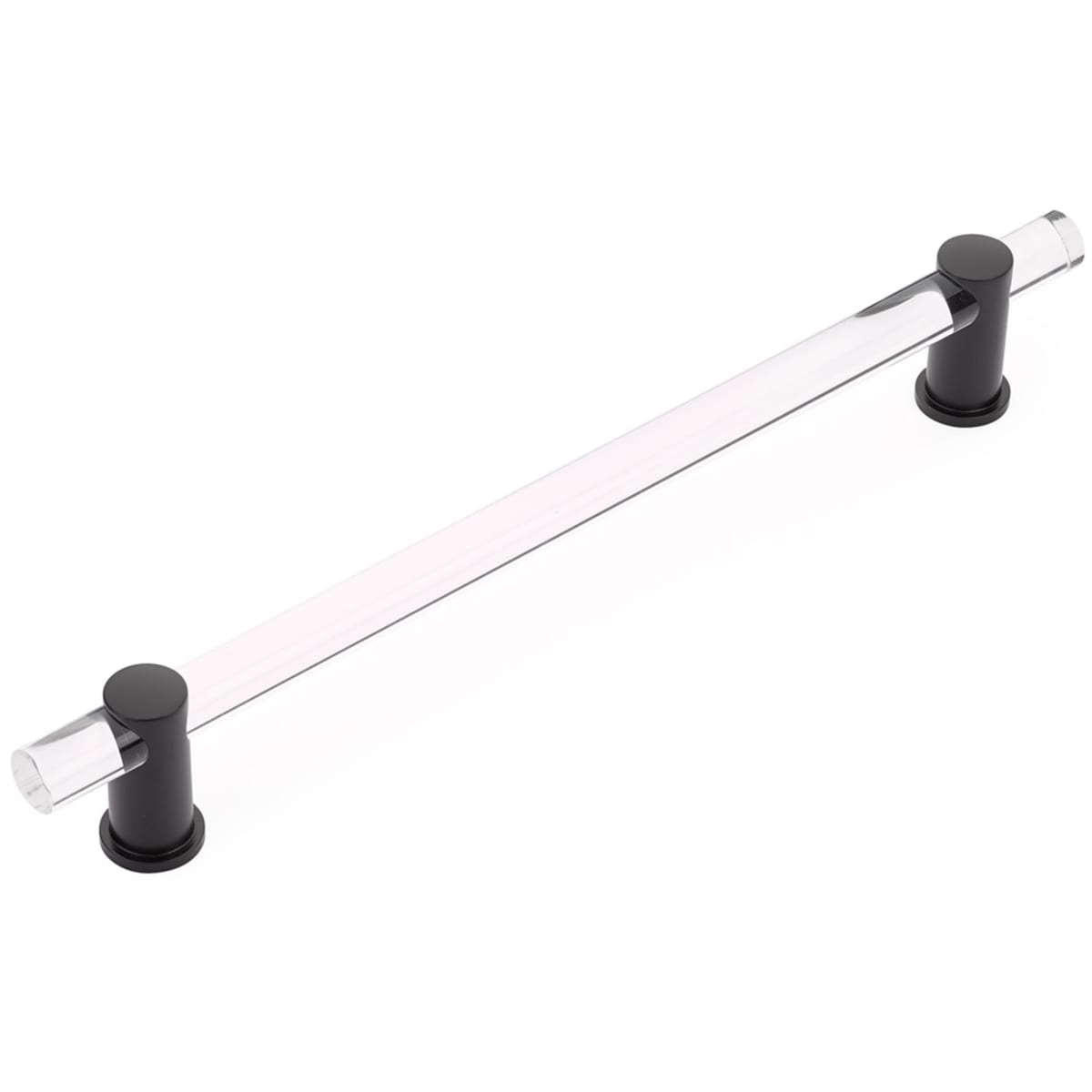 Schaub and Company - 402-MB - Lumiere 12" Center to Center Euro Modern Acrylic Bar Luxury 15" Appliance Handle with Solid Brass Mounts in Matte Black