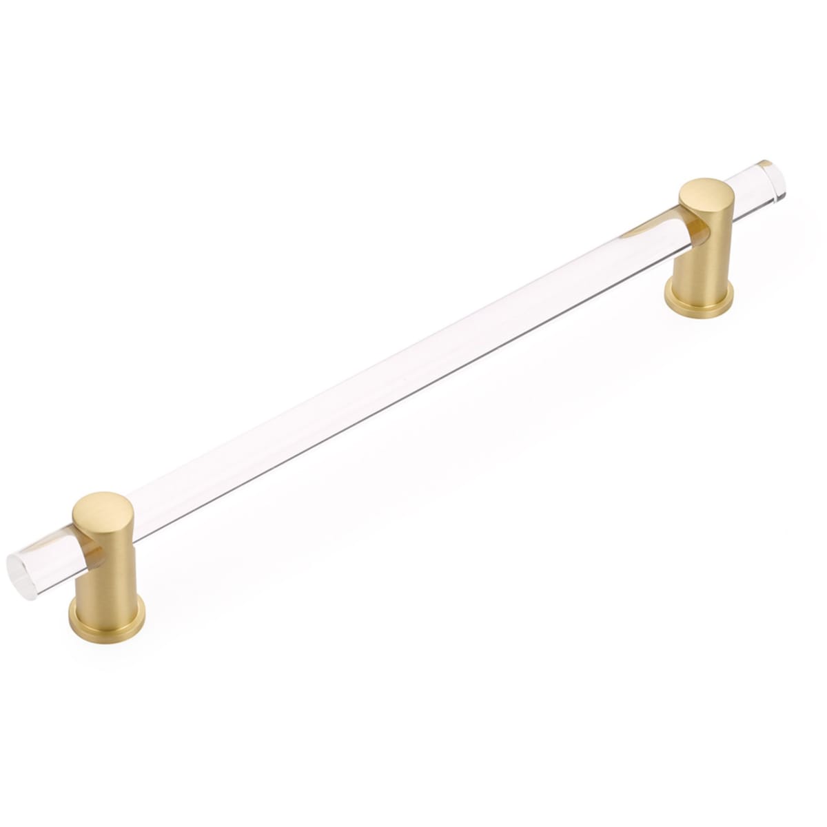 Lumiere 12" Center to Center Euro Modern Acrylic Bar Luxury 15" Appliance Handle with Solid Brass Mounts