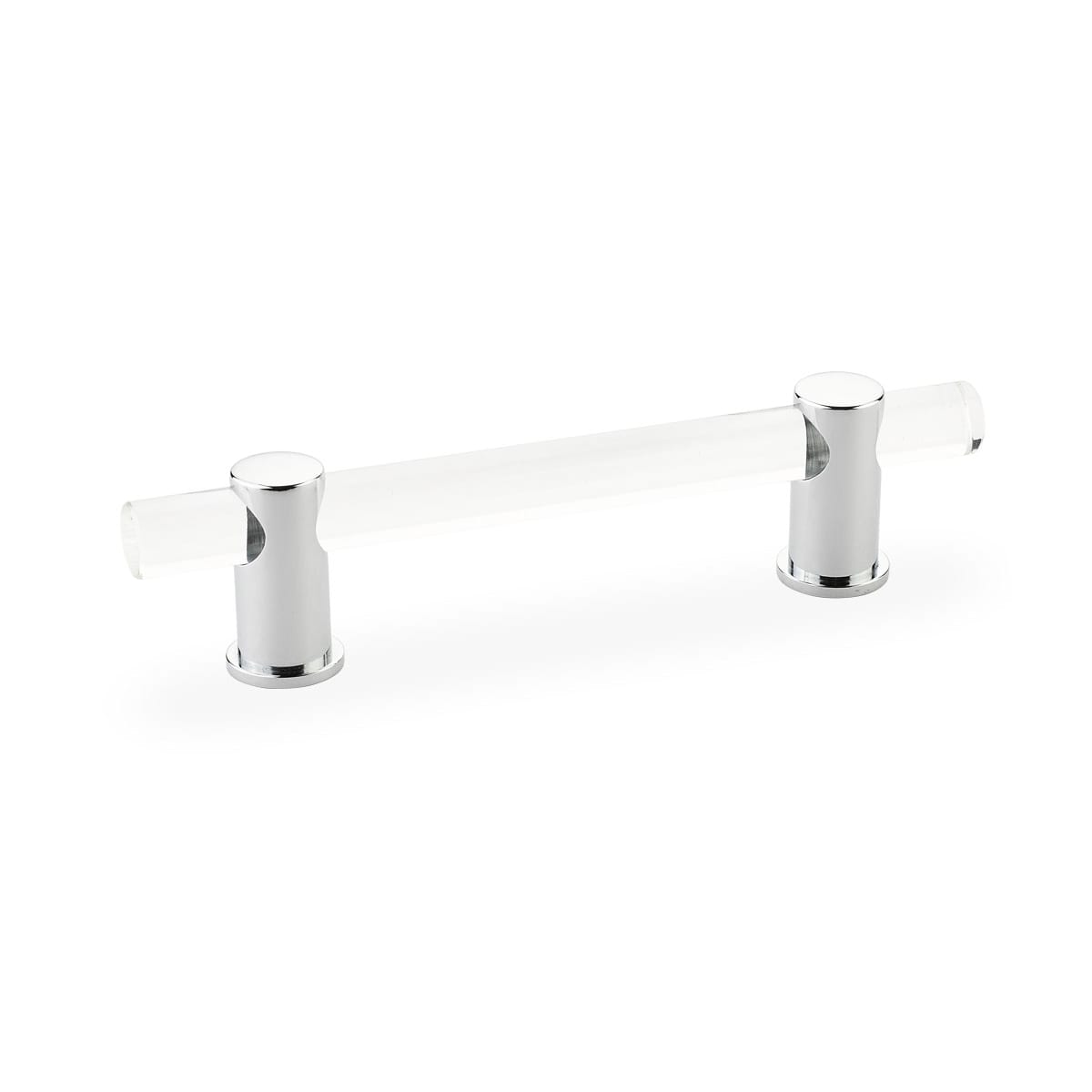 Schaub and Company - 404-26 - Lumiere 6" Euro Modern Solid Brass and Adjustable Acrylic Bar Luxury Cabinet Handle / Drawer Pull in Polished Chrome