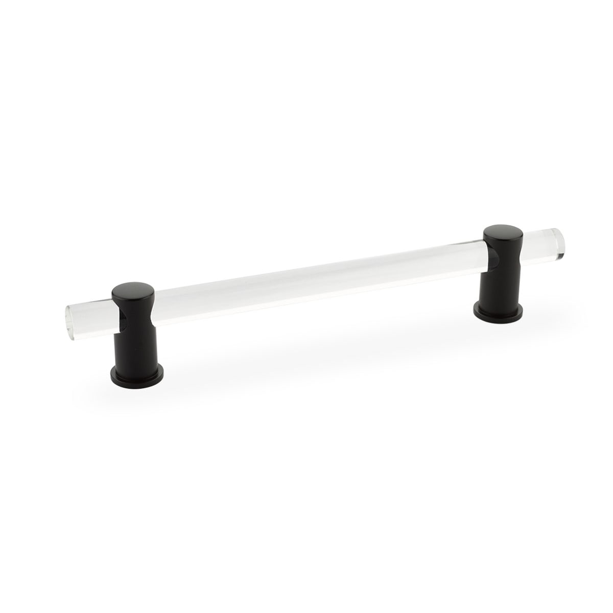 Schaub and Company - 406-MB - Lumiere 8" Euro Modern Solid Brass and Acrylic Bar Luxury Adjustable Cabinet Handle / Drawer Pull in Matte Black