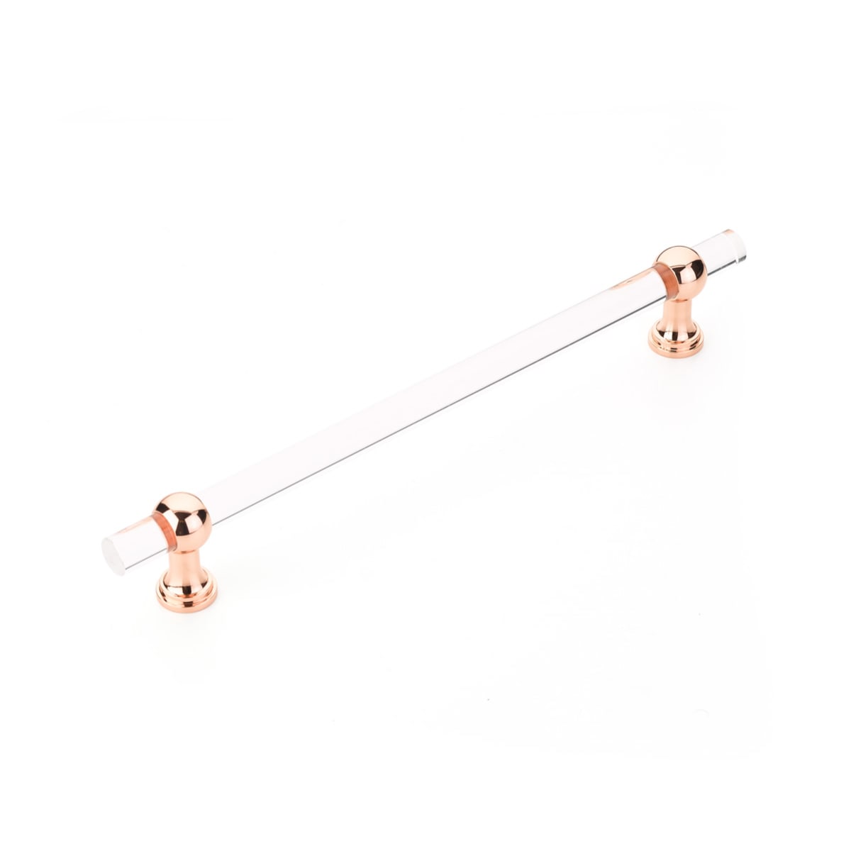 Schaub and Company - 412-PRG - Lumiere Transitional 12" Center to Center Luxury Euro Modern Acrylic and Solid Brass Bar 15" Appliance Handle / Pull in Polished Rose Gold