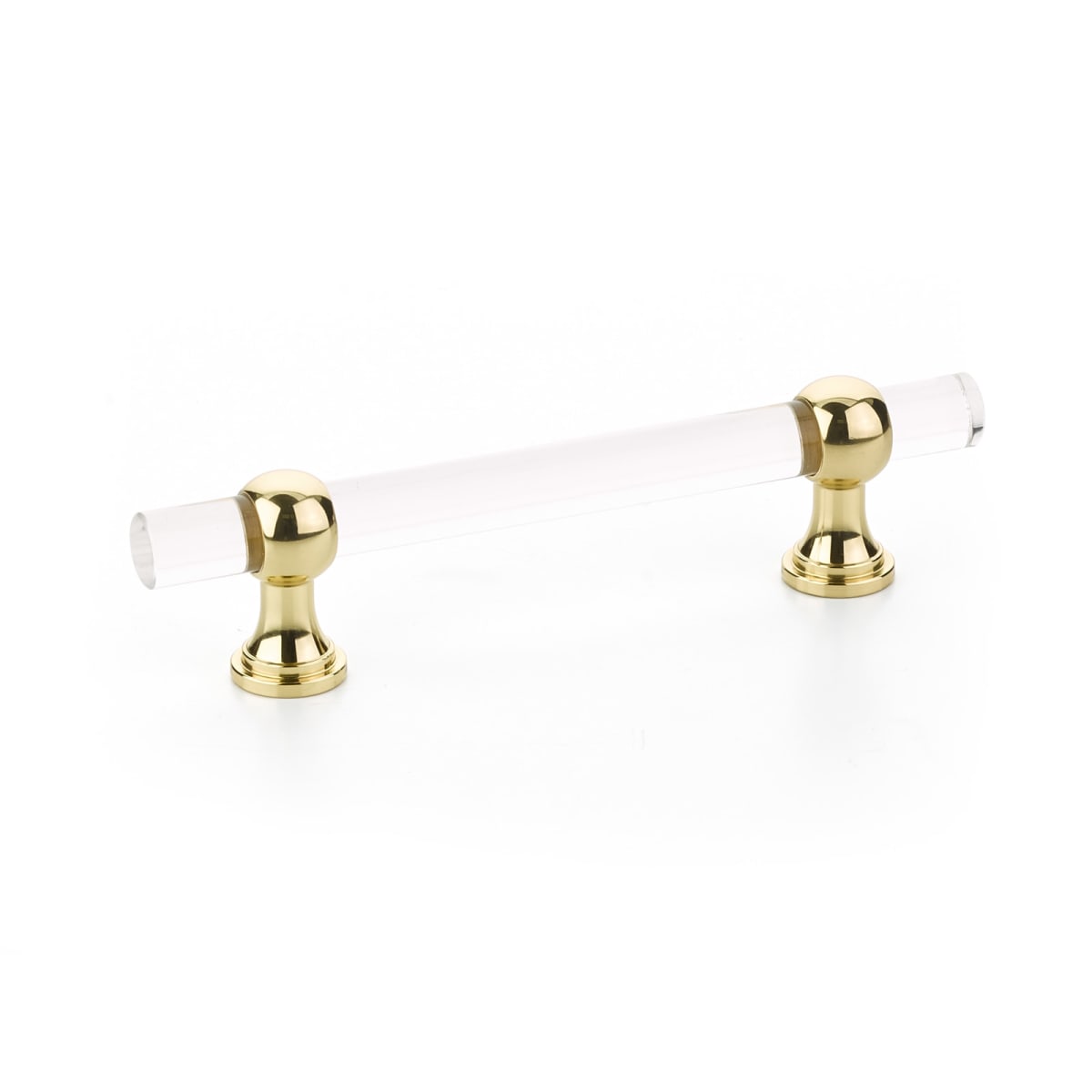 Lumiere Transitional 4" Euro Modern Acrylic and Solid Brass Adjustable Luxury Cabinet Bar Handle / Drawer Bar Pull