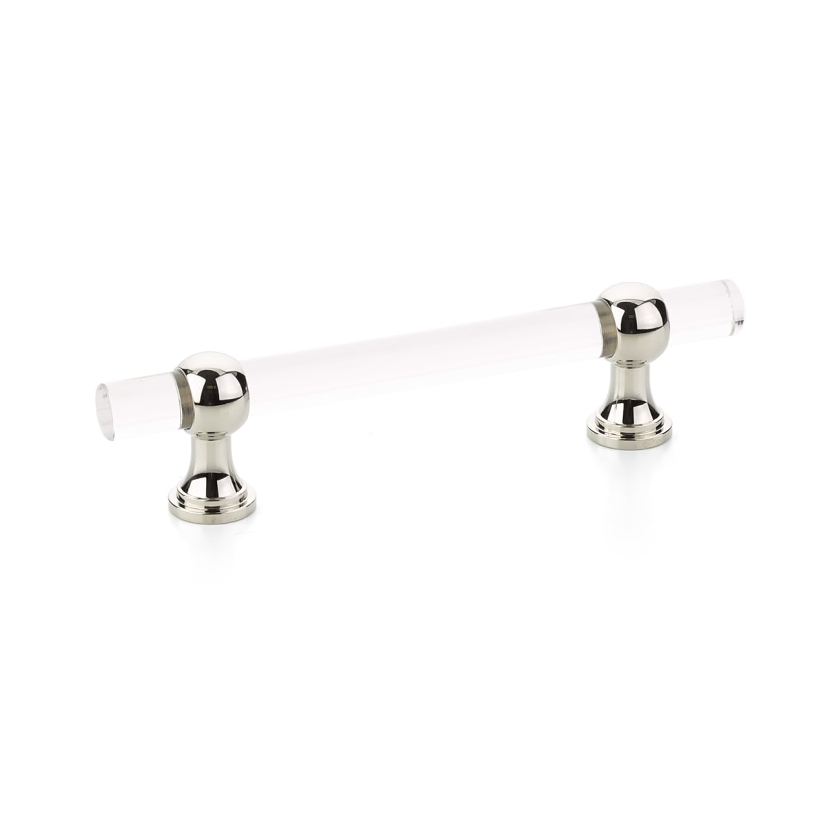 Schaub and Company - 414-PN - Lumiere Transitional 4" Euro Modern Acrylic and Solid Brass Adjustable Luxury Cabinet Bar Handle / Drawer Bar Pull in Polished Nickel