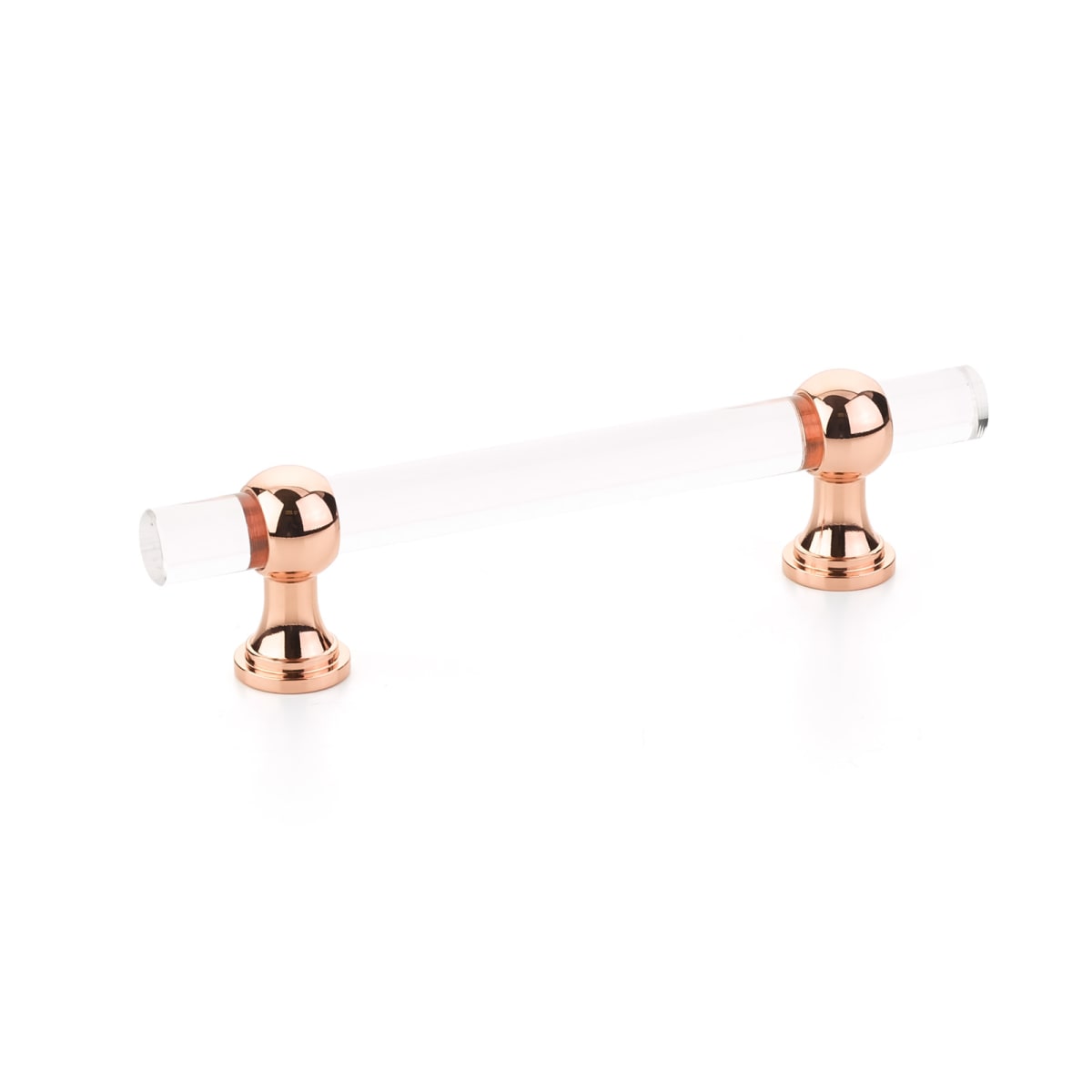 Schaub and Company - 414-PRG - Lumiere Transitional 4" Euro Modern Acrylic and Solid Brass Adjustable Luxury Cabinet Bar Handle / Drawer Bar Pull in Polished Rose Gold
