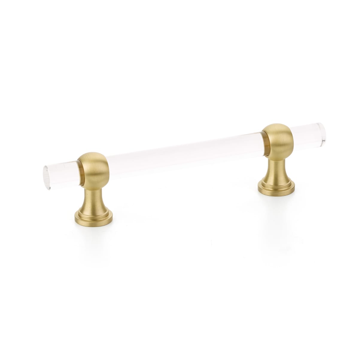Lumiere Transitional 4" Euro Modern Acrylic and Solid Brass Adjustable Luxury Cabinet Bar Handle / Drawer Bar Pull