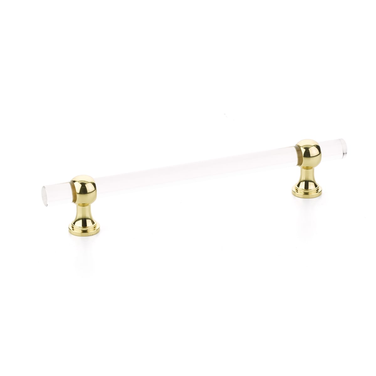 Lumiere Transitional 6" Euro Modern Acrylic Bar and Solid Brass Luxury Adjustable Cabinet Bar Handle / Drawer Pull