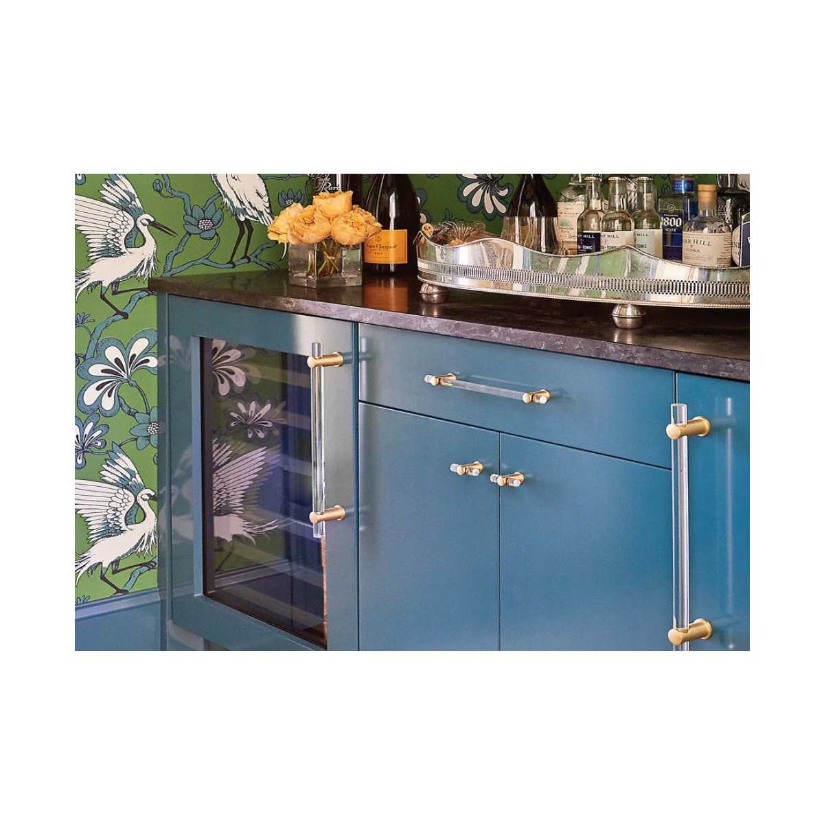 Schaub and Company - 416-PN - Lumiere Transitional 6" Euro Modern Acrylic Bar and Solid Brass Luxury Adjustable Cabinet Bar Handle / Drawer Pull in Polished Nickel