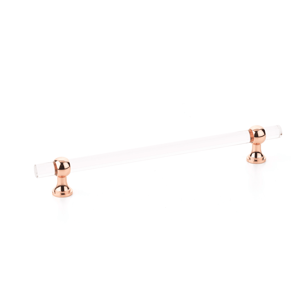 Schaub and Company - 418-PRG - Lumiere Transitional 8" Euro Modern Acrylic and Solid Brass Luxury Adjustable Cabinet Bar Handle / Drawer Pull in Polished Rose Gold