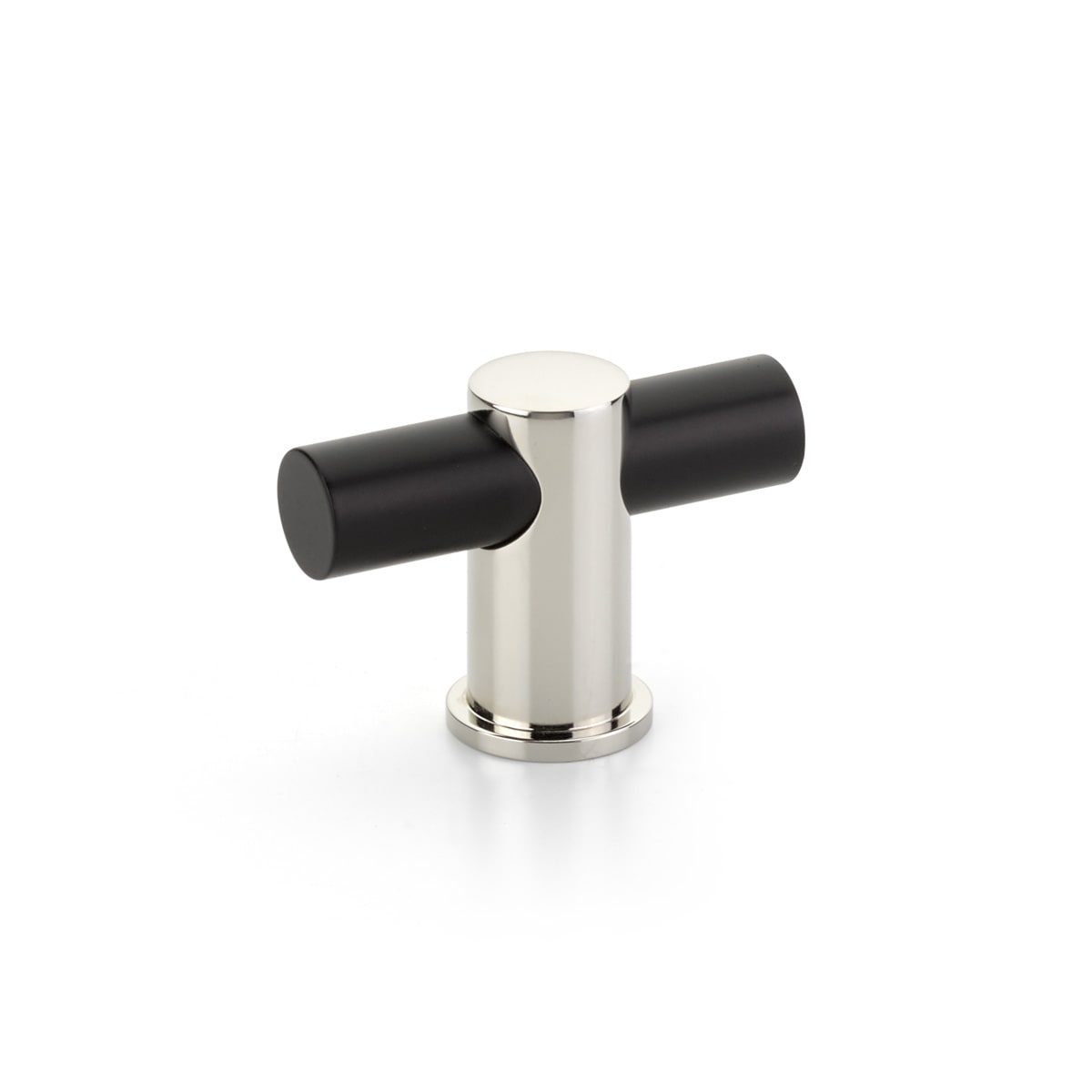 Schaub and Company - 421-MB-PN - Fonce 2" Long Euro Luxury Solid Brass Urban "T" Bar Luxury Cabinet / Drawer Knob in Matte Black / Polished Nickel