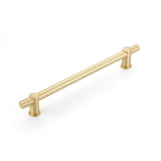 Schaub and Company - 422-SB - Fonce 12" Center to Center Luxury Solid Brass Euro Bar Style Appliance Pull / Handle in Satin Brass