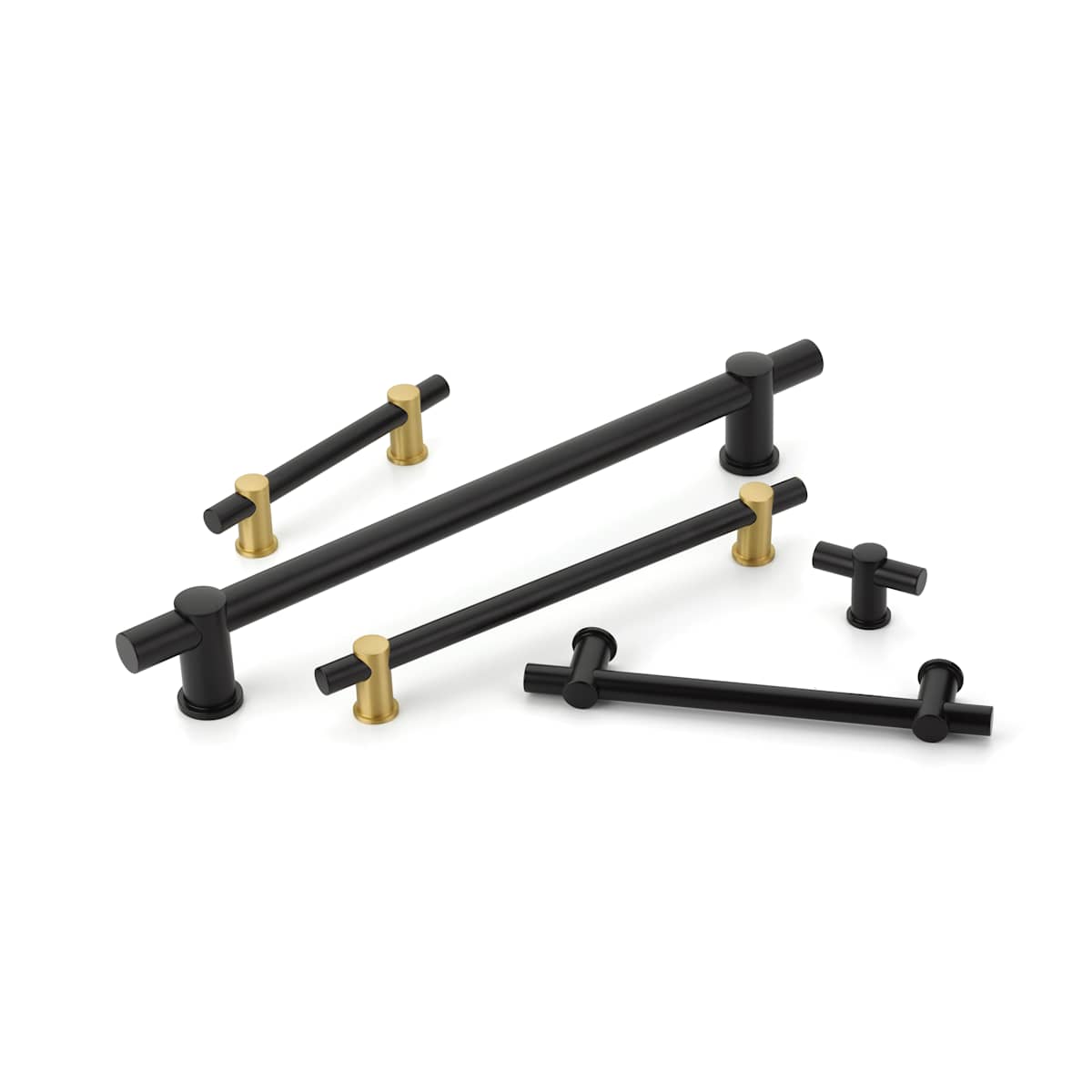 Schaub and Company - 424-MB-SB - Fonce 4" Center to Center Modern Euro Bar Style Luxury Solid Brass Cabinet Handle / Drawer Pull in Matte Black / Satin Brass
